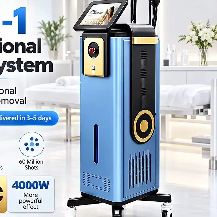 2026 New 2 In 1 Diode Laser Hair Removal Picosecond Tattoo Removal Machine, 4 Wavelengths 60 Million Shots, Professional Salon B