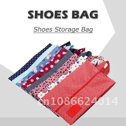 

Nylon Shoe Organizer Portable Travel Shoe Storage Bag Waterproof Dustproof Color Foldable Storage Underwear Sock Handle Bags