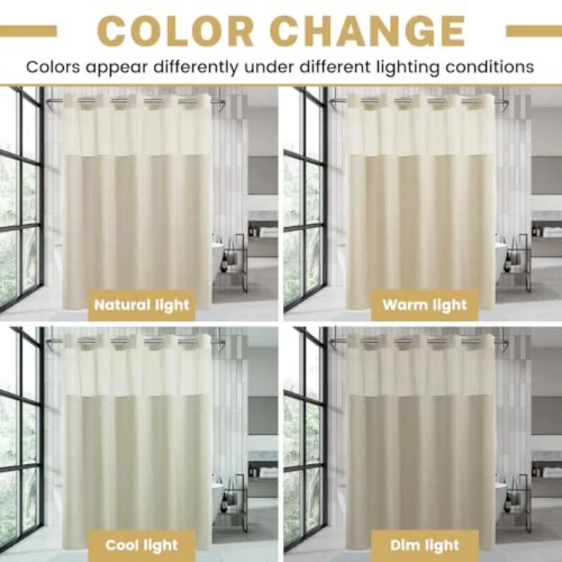 1PC Hookless Shower Curtain Waffle Check Waterproof Polyester Fabric Modern Aesthetic Simple Bath Curtains Home Bathroom Decor
