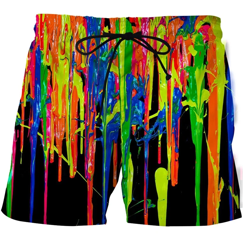 Slip de plage coloré en 3D pour homme, short de bain, pantalon cool, décontracté, confortable, skateboard, sport, été