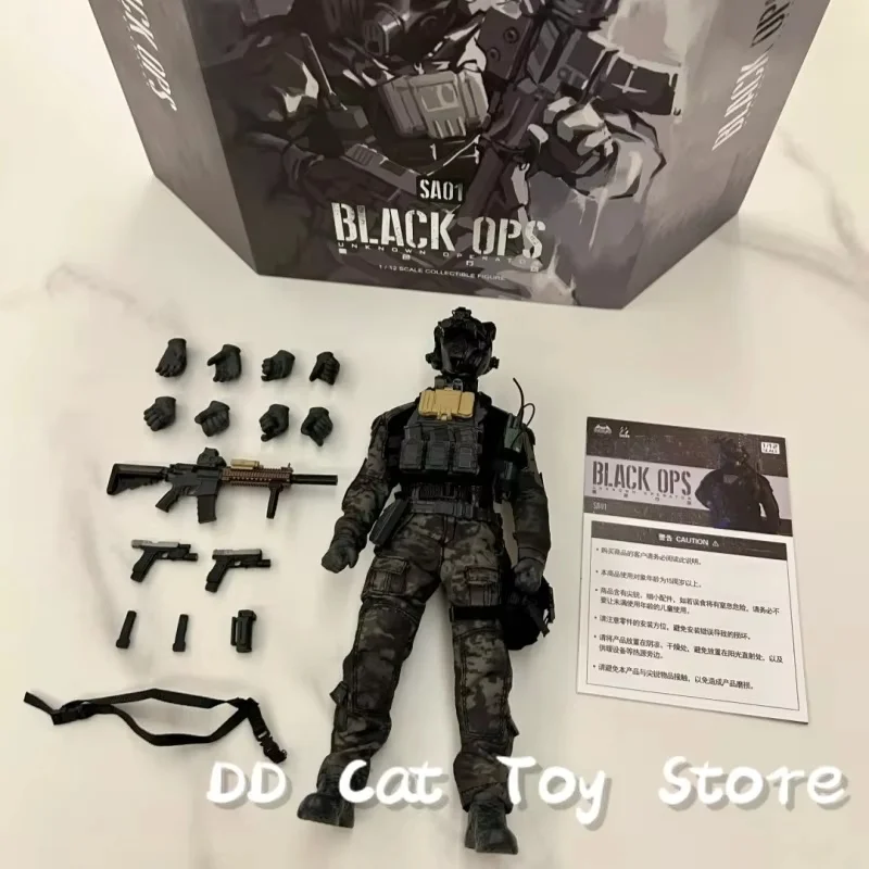 Em estoque sasuki sa01 escala colecionáveis preto ops noite equipe de ação conjunto completo 1/12th homem soldado figura ação modelos corpo brinquedos
