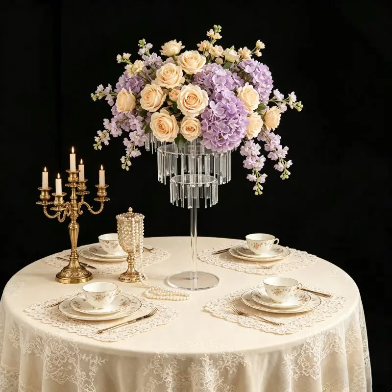 

Clear Acrylic Flower Stand 10Pcs Cake Bar Holder Wedding Centerpiece Road Lead Table Decor For Party Event Hotel Home Display