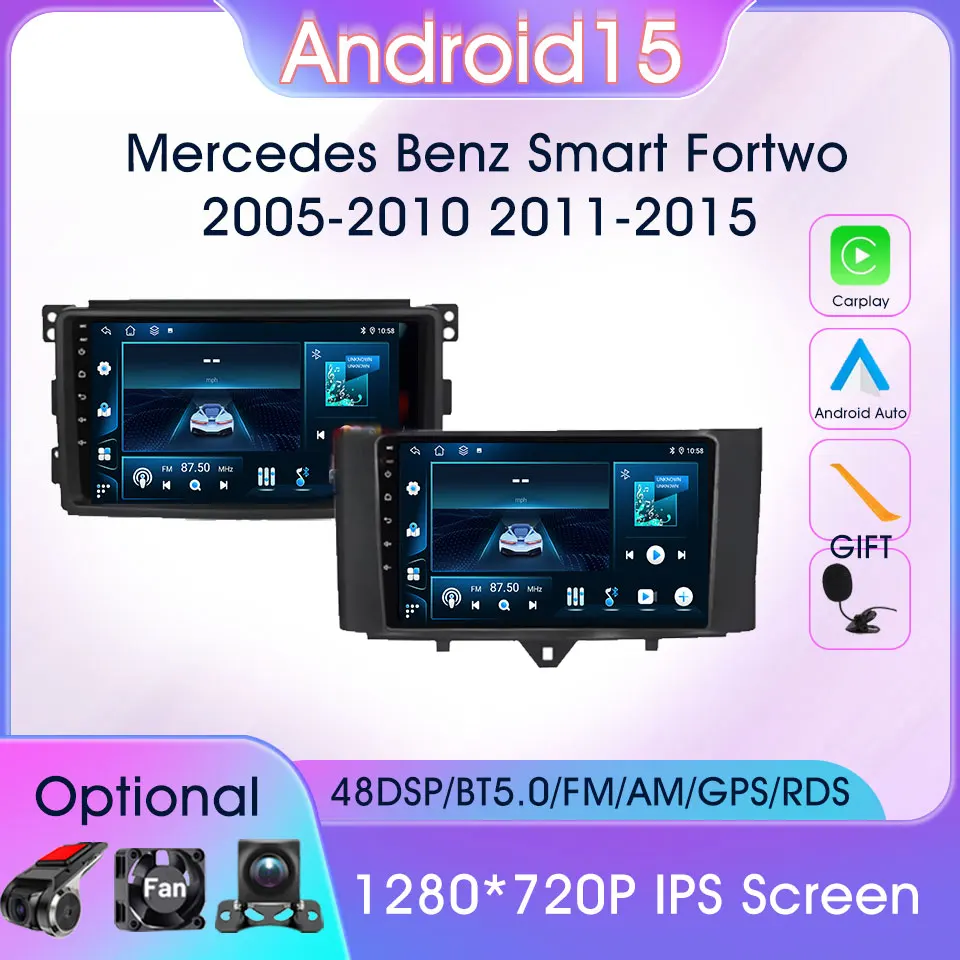 

Android 15 Multimedia Video Player For Mercedes Benz Smart Fortwo 2005-2015 Car Radio Navigation GPS 2Din RDS Stereo Head Unit