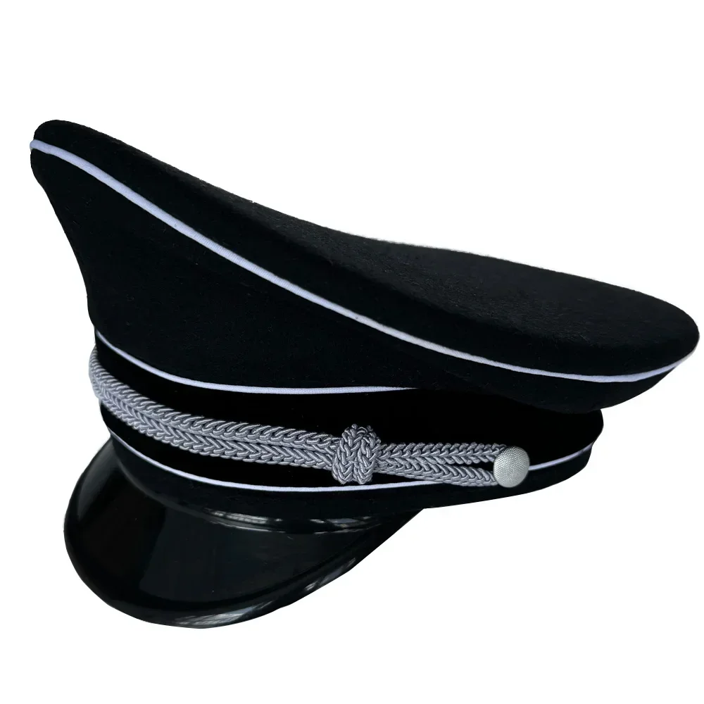 German Cap Men\'s Hat Black Big Wool Cloth Reintage Sports Training Hiking Reintage WW2 Men‘s German Cap