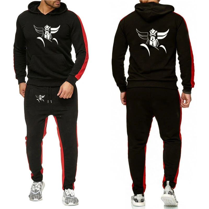 

Mazinger Z Men's Sportswear Solid Color Joggers Hoodie Sweatshirts and Long Pants 2 Piece Set Fashionable Casual Sports Set