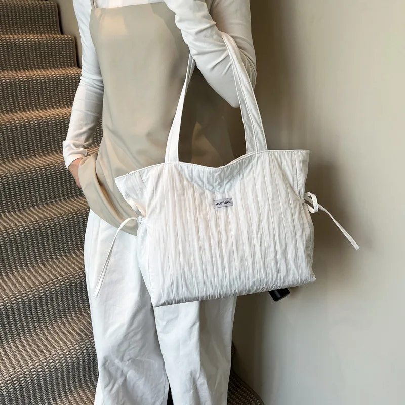 

Повседневная мятая сумка-тоут для подгузников для женщин, большая вместительная однотонная сумка на плечо, модная сумка для хранения детских вещей