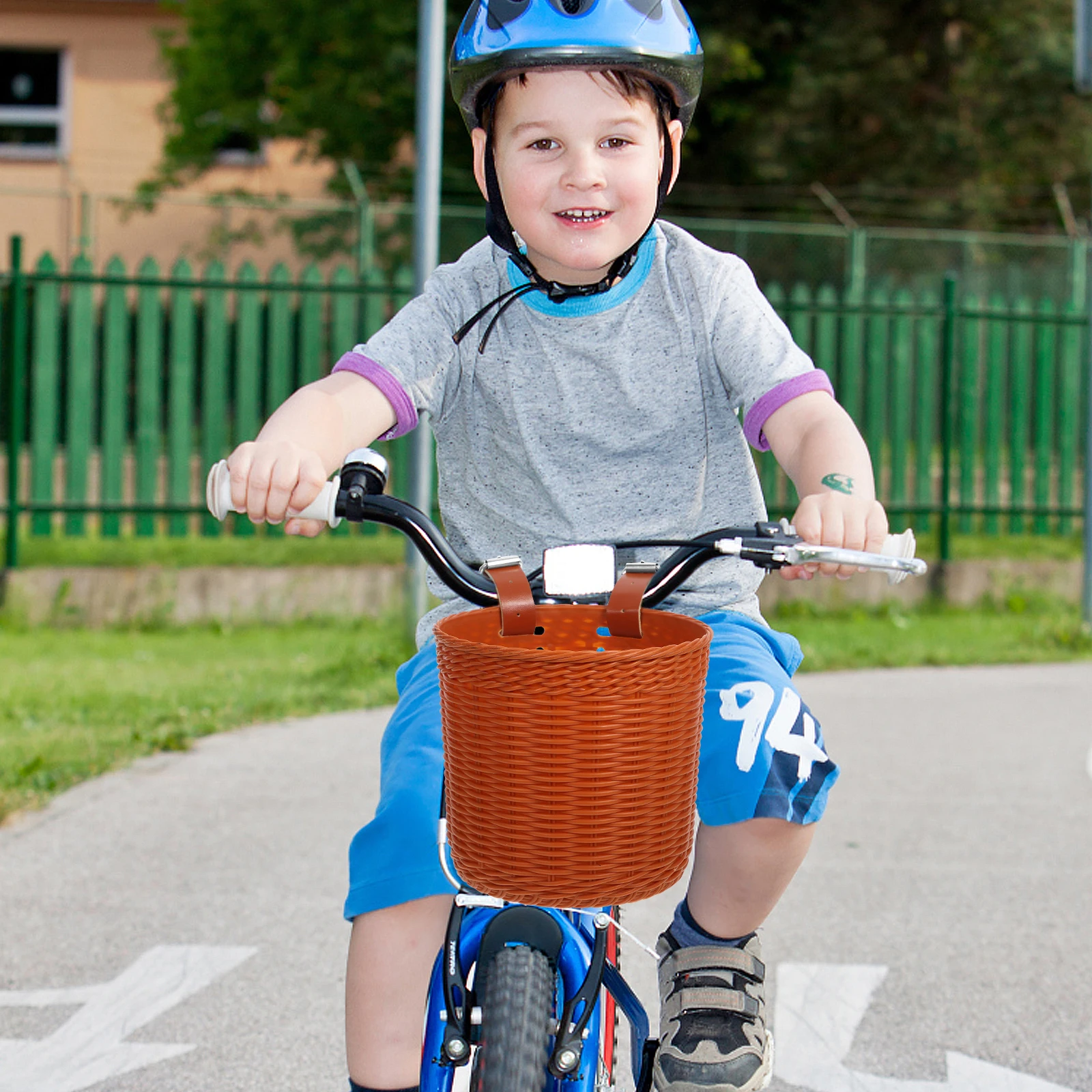 

Plastic Bike Basket Front Large Capacity Sturdy Bicycle Handlebar Storage Basket Multi-Use Vegetable Storage Holder for Kids