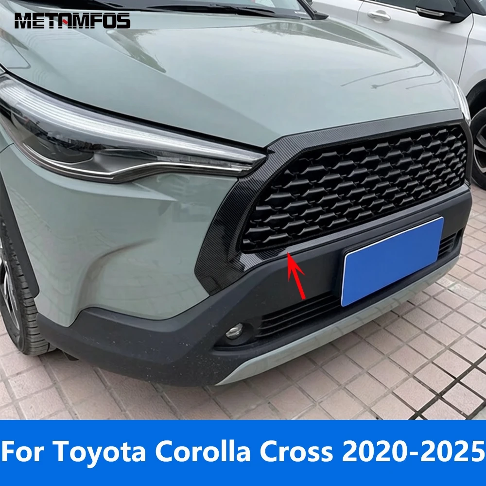 

Front Center Grille Racing Grill Cover Trim For Toyota Corolla Cross 2020-2023 2024 2025 Carbon Fiber Accessories Car Styling