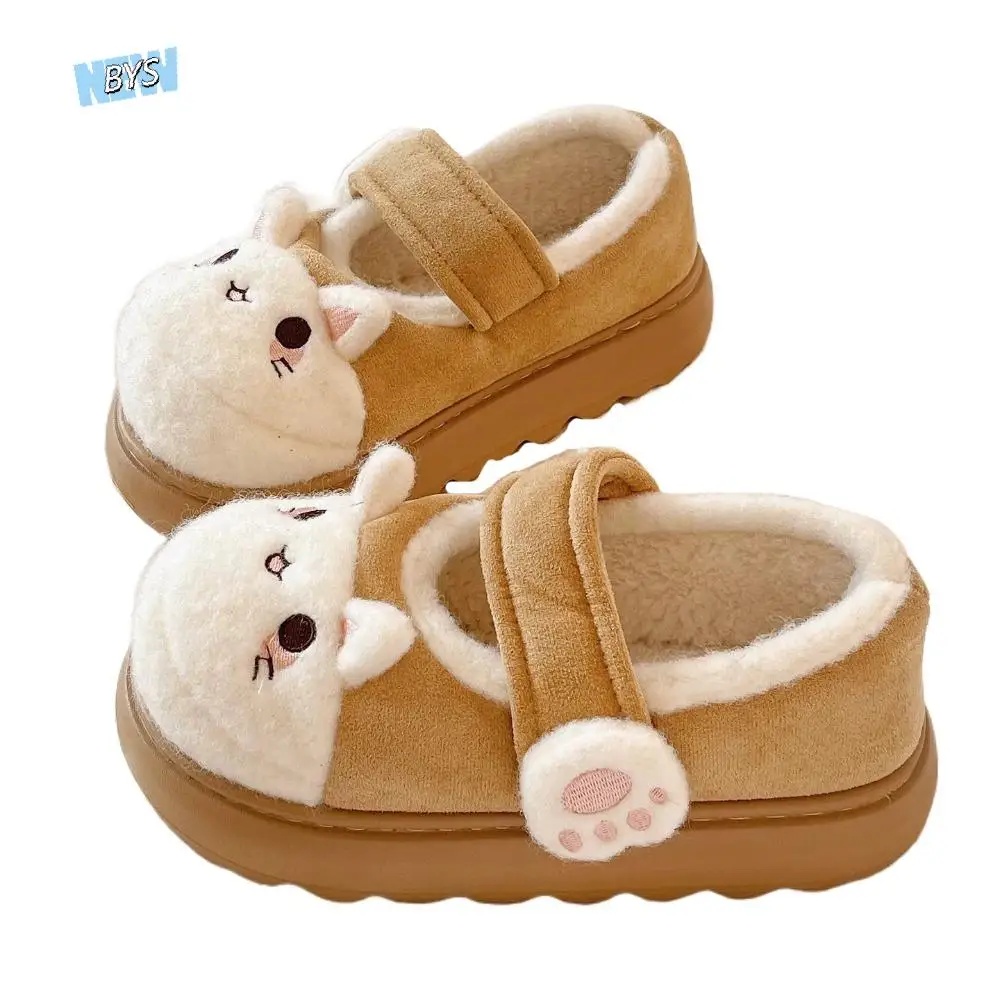 

Fashion Cartoon Cat Paw Shoes Kawaii Homewear Thick Warm Slippers Lolita Anti Slip Plush Floor Shoes Autumn Winter