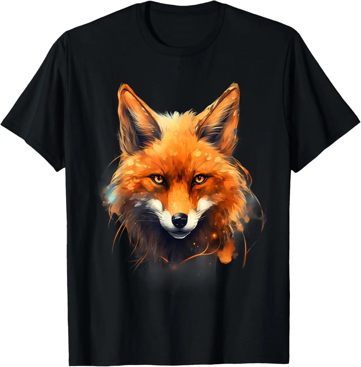 

Vibrant Fox Portrait Graphic Tee Men's Soft Breathable Cotton Short Sleeve T-Shirt Wildlife Art