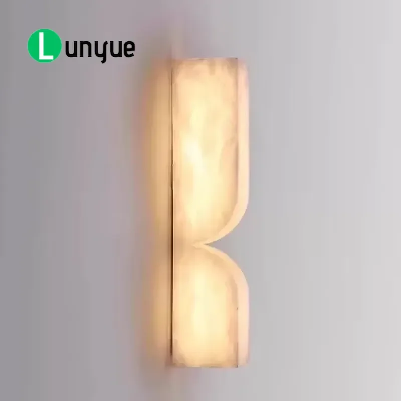 Postmodern Gold LED Wall Lamp Spanish Natural Stone Luxury Sconce for Living Room Bedside Aisle Staircase Hotel Decor