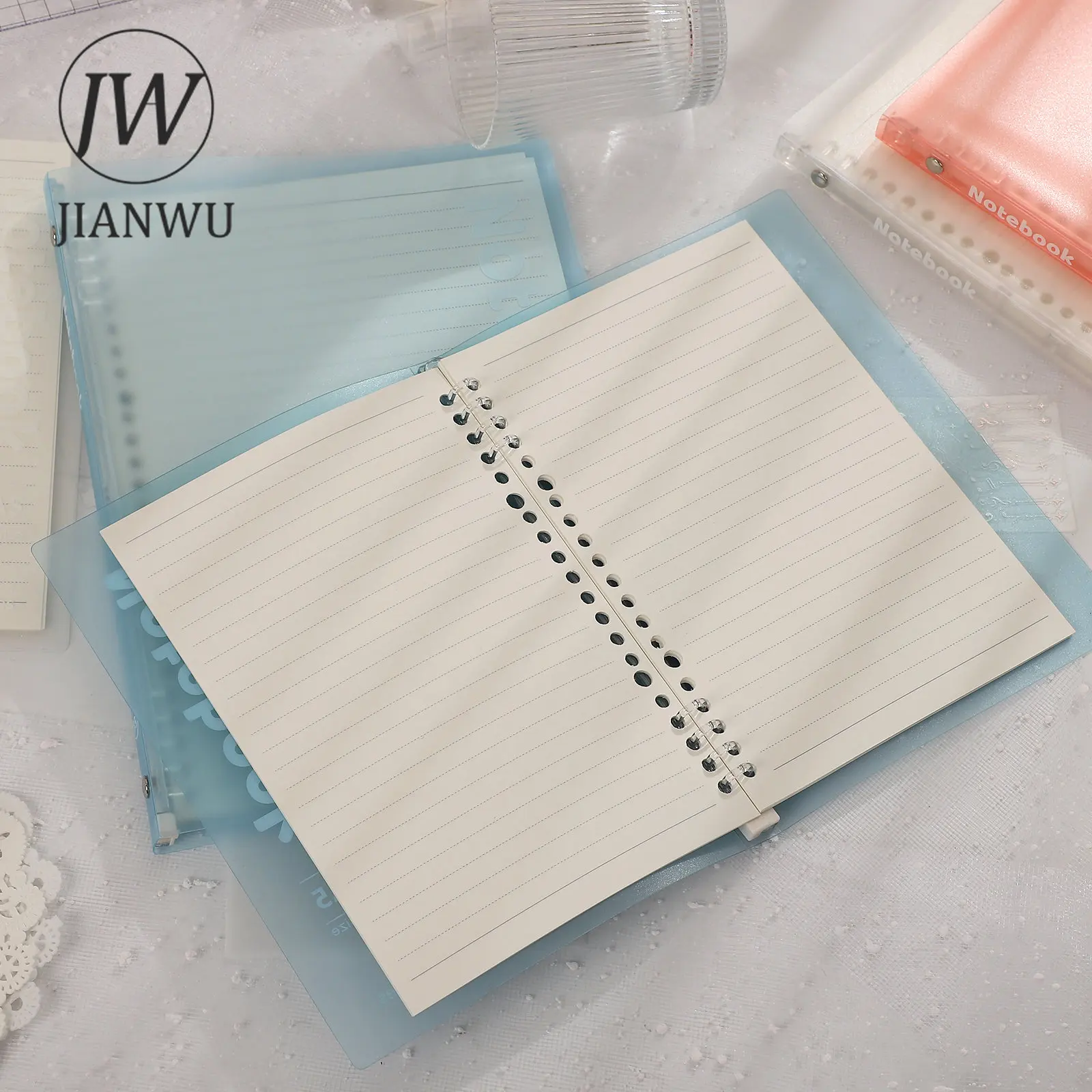 JIANWU A5 / B5 10-hole Simple Soft Cover Translucent Refill Paper Loose-leaf Book Creative DIY Student Supplies Stationery