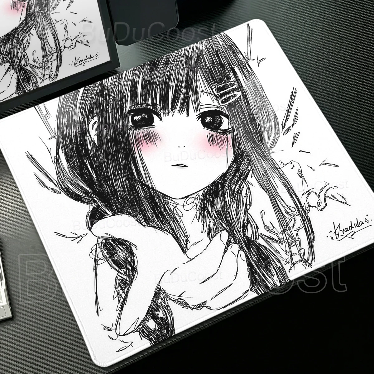 Anime Girl Aesthetics Mauspad, Speed-Gaming-Tastatur, Schreibtischunterlage, PC-Zubehör, Büro-Gummi-Mauspad, Schreibtisch-Dekoration, kleines Playpad