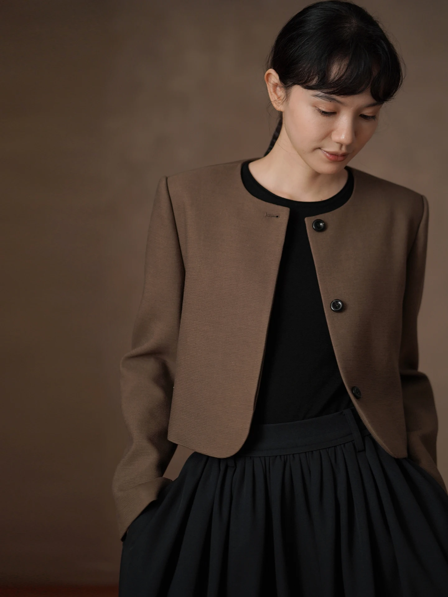 

Хакикики Miss Wool Blend ort Костюм Jaet круглый Ne для поездок на работу Slim Fit длиной до плеч Женский модный коврик Sle