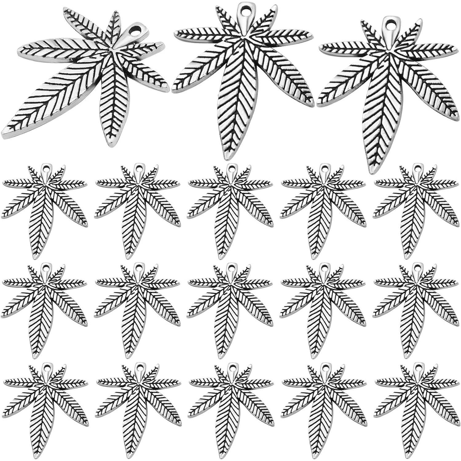 

50 Pieces Marijuana Maple Leaf Charms Medical Pot Cannabis Tree Leaves Charms Pendants for DIY Earring Necklace Jewelry Making