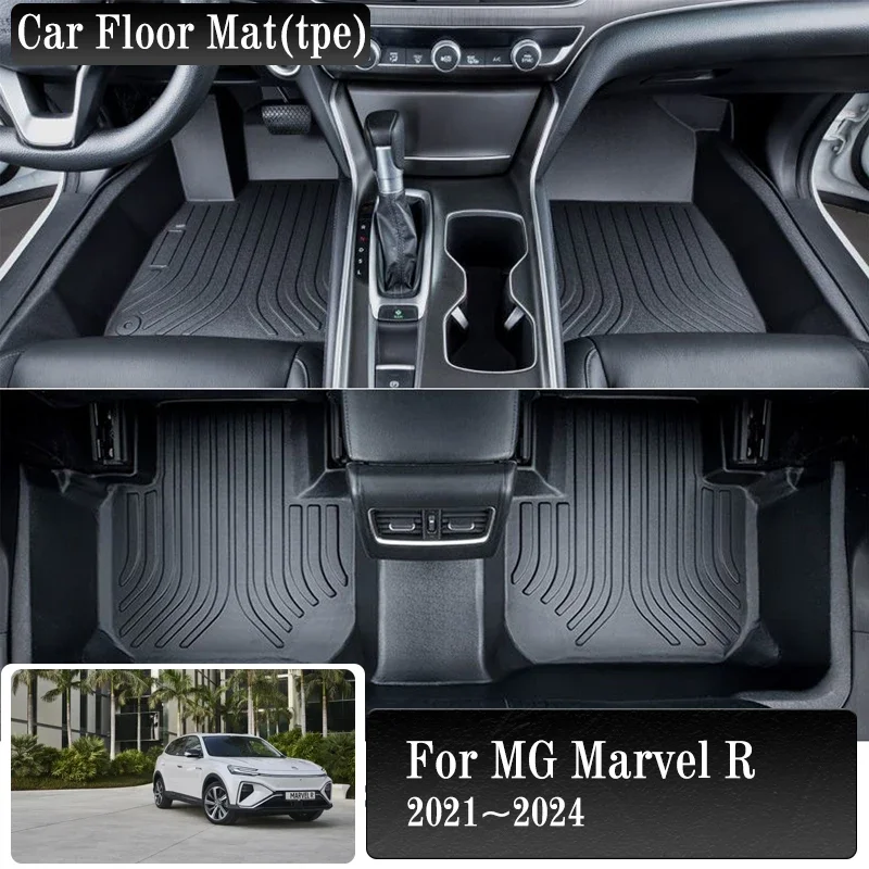 Car Floor Mats For MG Marvel R EV Roewe Marvel R 2021 2022 2023 2024 Waterproof Foot Pad Boot TPE Mat LHD Carpet Car Accessories