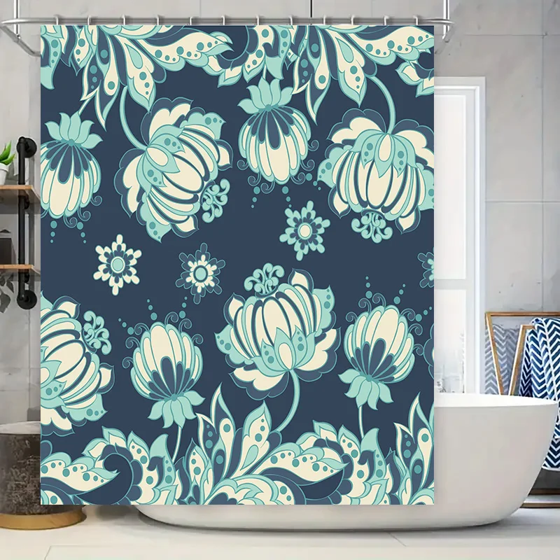 

Современный синий цветочный комплект занавесок для душа, водонепроницаемая ткань с принтом, декоративное украшение для дома, ванной комнаты для детей, взрослых, пожилых людей