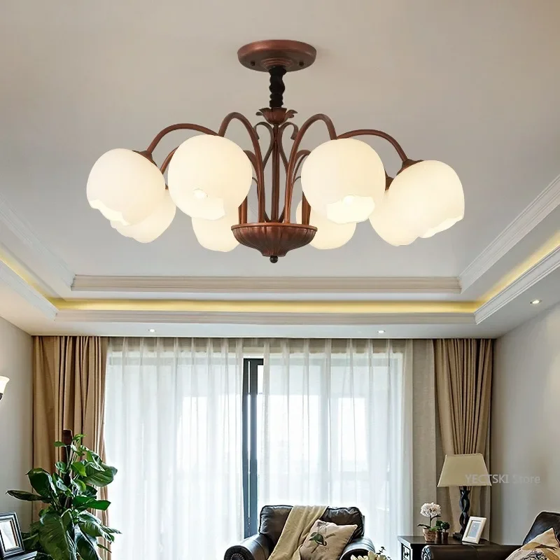 

GHJUYIOL American style creative countryside master bedroom, dining room, French antique chandelier