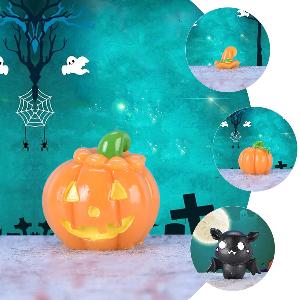 

12pcs Halloween Mini Ornaments Micro Landscape Decor Desktop Craft Fade Resistant Office Bedroom Balcony Use Garden