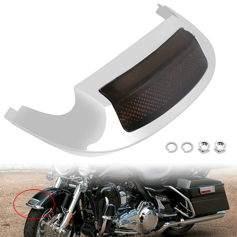 

Motorcycle Front Fender Tip Light Amber Smoke Lens LED Lamp For Harley Touring Tri Glide Ultra Classic Electra Glide 2014-2023