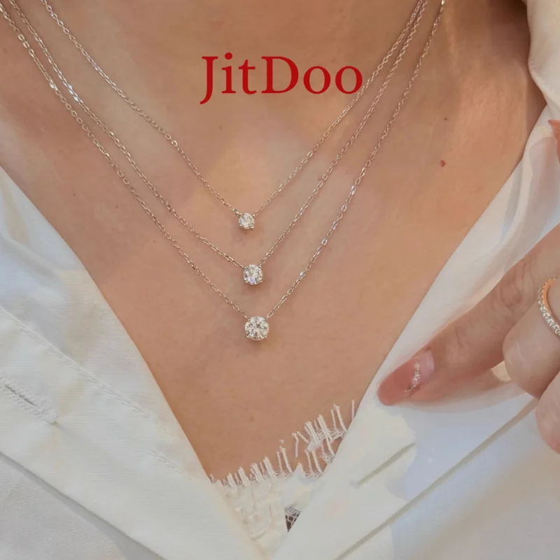 

JitDoo 0.5CT 1CT 2CT 3CT Necklace Silver Color Dainty Classic Zircon Charm Chain Choker Necklace & Pendant for Women Jewelry