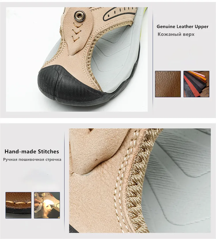 Sommerliche, atmungsaktive Herren-Sandalen aus weichem Echtleder, bequeme Herren-Hausschuhe, flache Herren-Flip-Flops, Outdoor-Römersandalen für den Strand – Detail 5