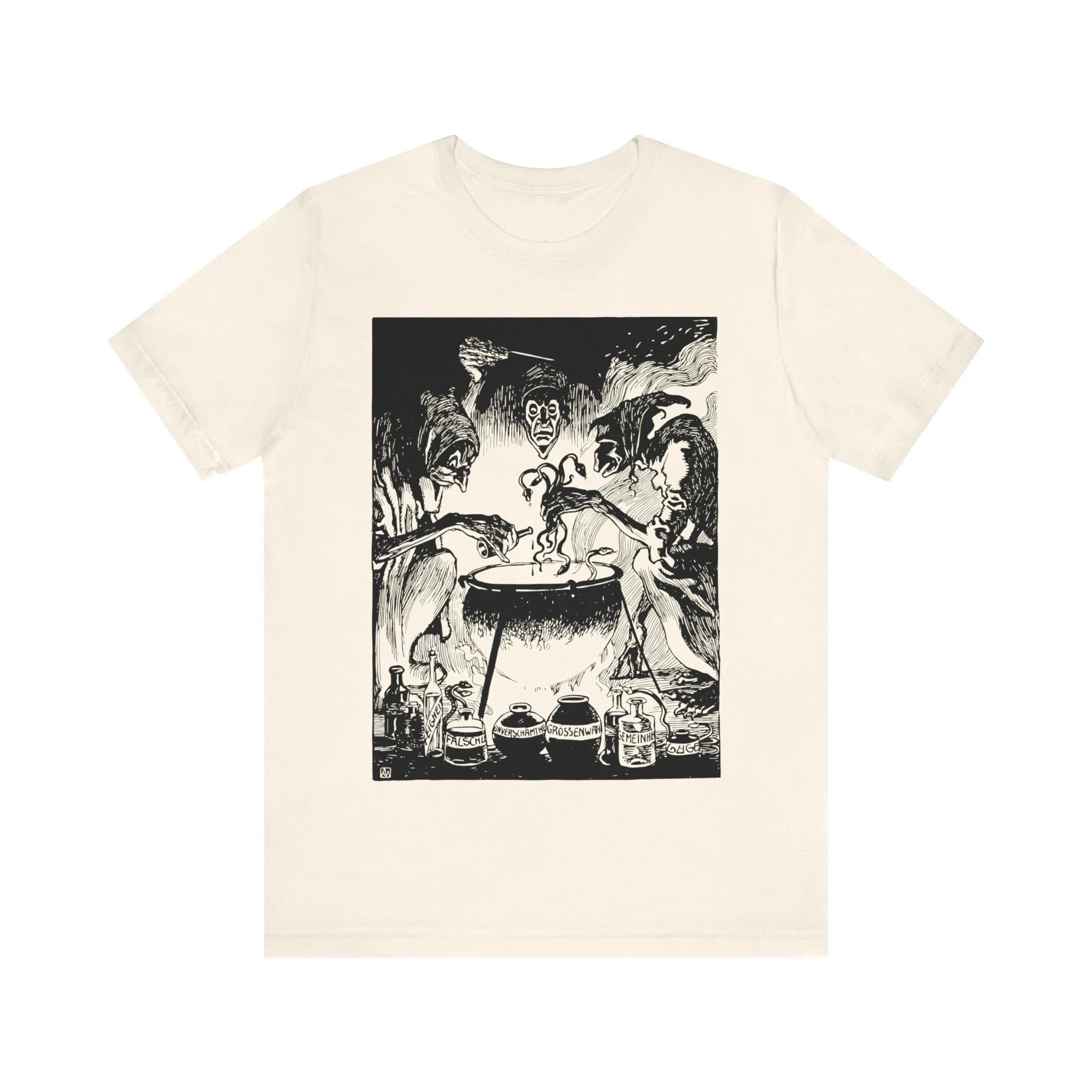 الساحرة ماكبث الساحرة المشروب الرجعية الرعب قميص السحر تي شيرت القوطية تي شيرت غامض الأسود ماجيك للجنسين تي شيرتات قصيرة الاكمام #4