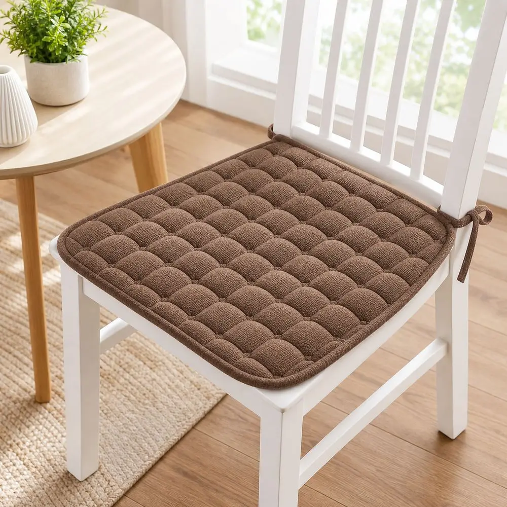 45x45cm Chair Seat Cushion Soft Padding Quilted Surface Tie On Cushion Square Shape Tie Straps Square Seat Pad Kitchen Chairs
