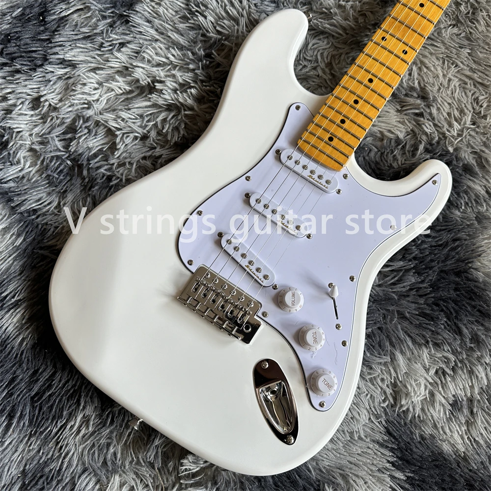 Penjualan laris gitar listrik putih leher maple fingerboard chrome hardware dalam stok guitarra pengiriman cepat