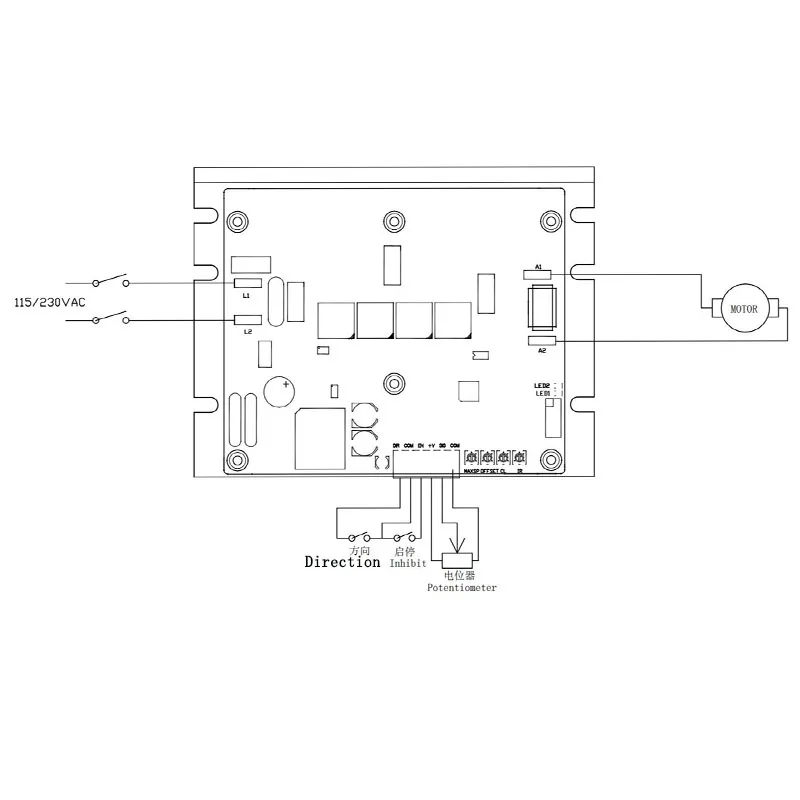 Imagem -06 - Entrada 115 230ac Saída 90v110v 220v 10a Quatro Quadrantes Reversíveis Reguladores de Velocidade do Motor de Escova dc para Frente e para trás
