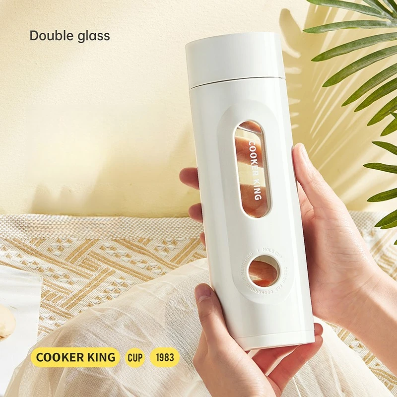 

COOKER KING Glass Tea Cup Men High Borosilicate Portable Anti-fall Explosion-proof Double-layer Tea Brewing Cup Women Water Cup