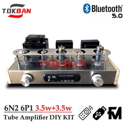 Tokban-Kit de amplificador de tubo de vacío 6n2 6p1, 3,5 w x 2 2,0, Clase A, Usb, Fm, Aux, Bluetooth 5,0, Vu, medidor de Audio HIFI