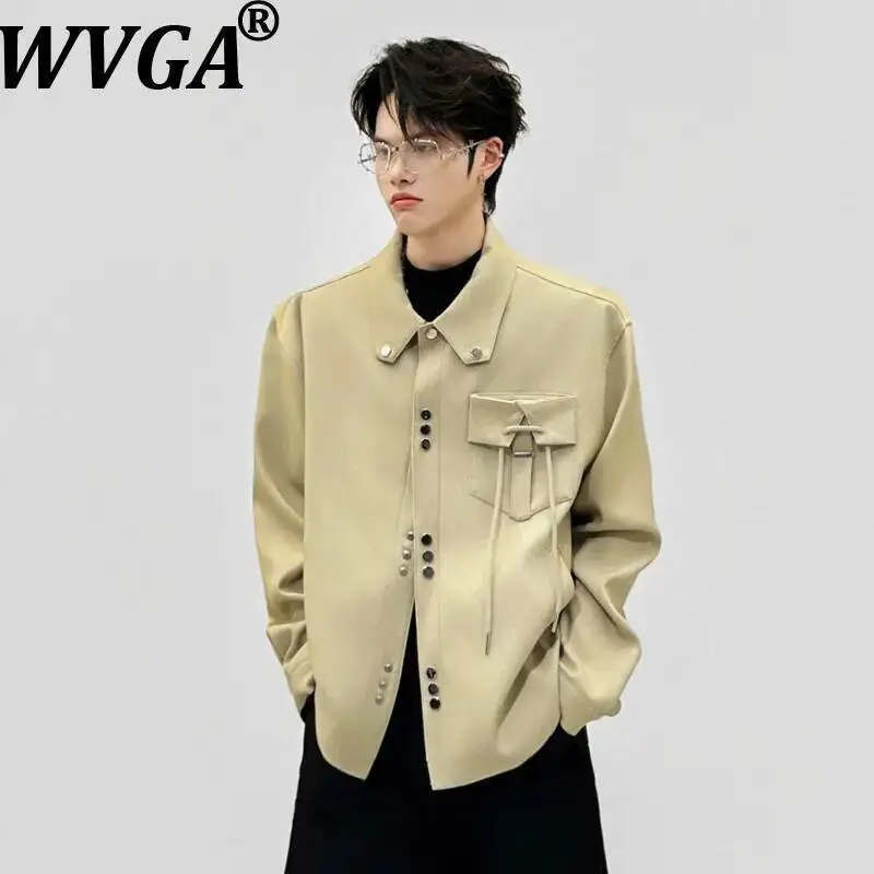 WVGA Spring Summer New Men's Safari Style Turn-down Collar Jacket Niche Chic Casual Long-sleeve Loose Fit Casual Coat Ins W23228
