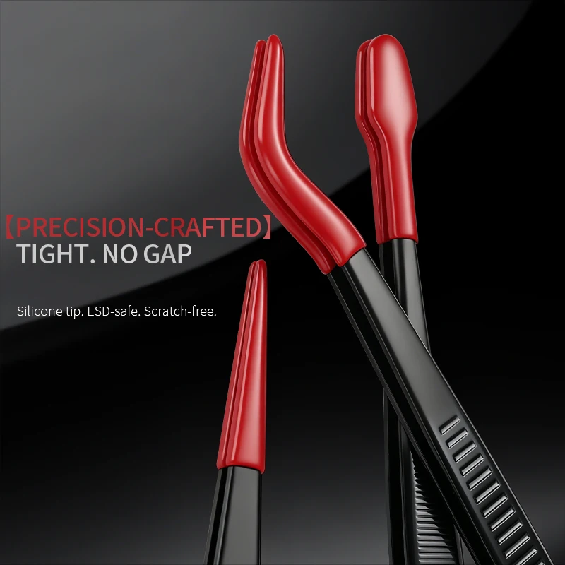 2/3/4/5/6pcs Stainless Steel Rubber Tweezers Tips Tweezers Tip Bent Tip Tweezers Tipped Tweezers Rubber Silicone Coated Marring