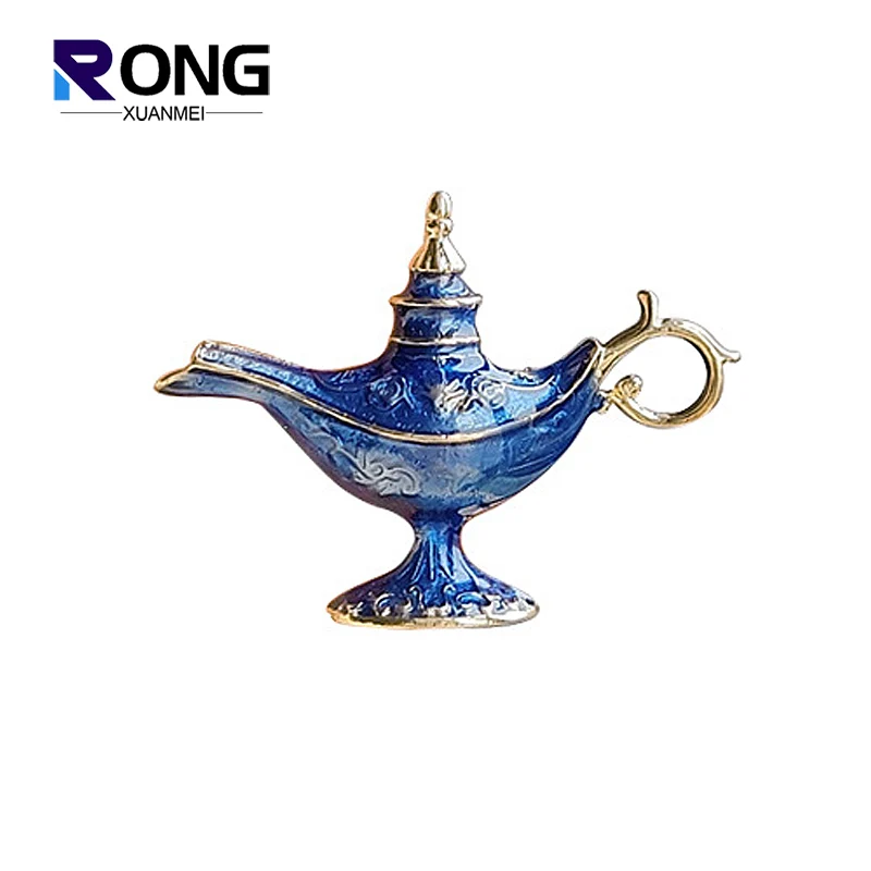 Vintage Exotic Style Magic Lamp Brooch For Women Fashion Creative Glazed Enamel Lapel Pin Female Blouse Metal Collar Pin