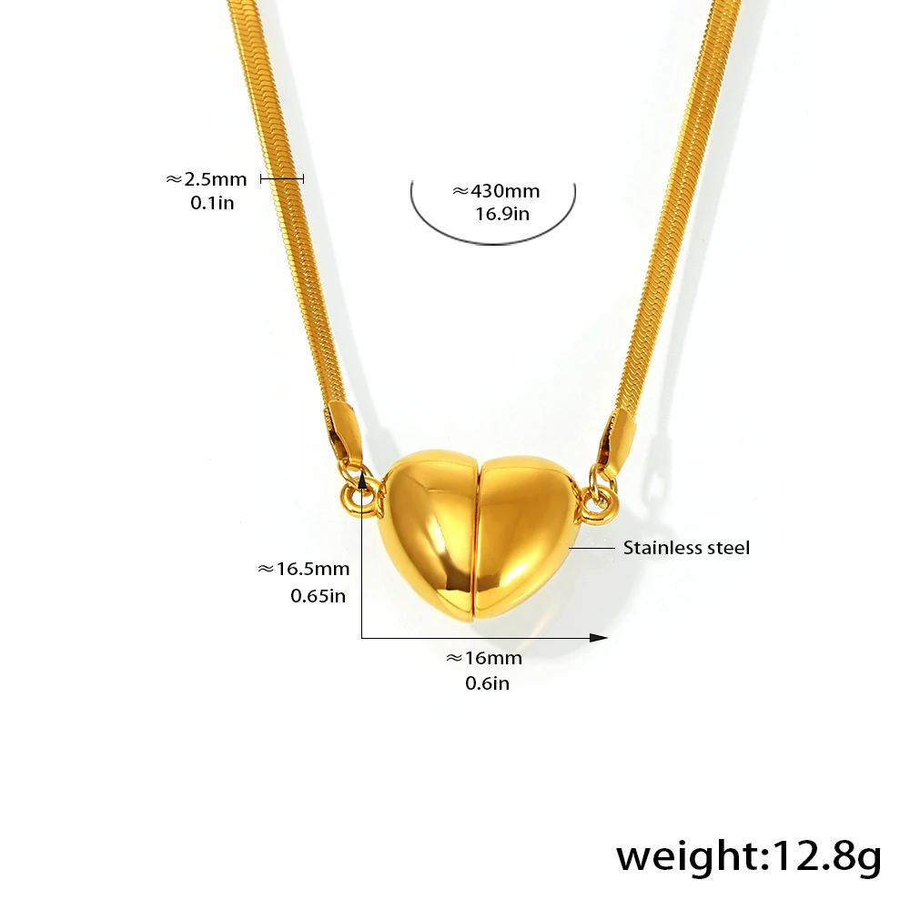 Stainless Steel Openable Magnetic Heart Pendant Necklaces For Women 18k Gold Plated Waterproof No Tarnish Women's Charm Necklace