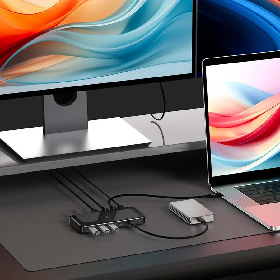 10 in 1 Thunderbolt 3 Docking Station 40Gbps USB C Hub 100W PD 60W Charging 8K Dual Display for MacBook Laptop