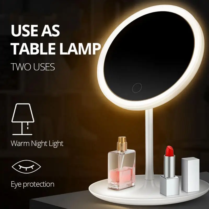 Specchio per il trucco con luce a Led specchio per il trucco specchio da scrivania regolabile rimovibile pieghevole con specchio cosmetico con cavo USB