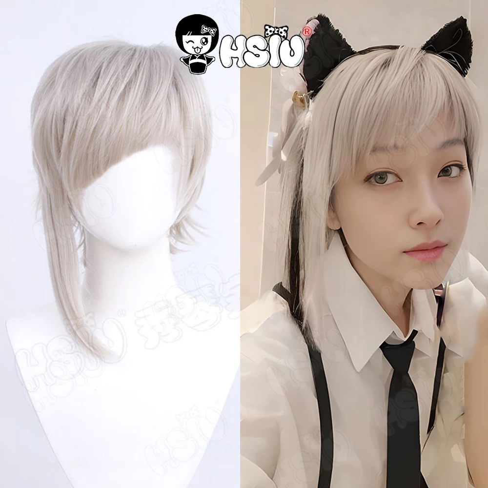 Nakajima Atsushi Cosplay Wig Anime Stray Dogs Cosplay HSIU 40cm Light lotus root gray short hair Heat Resistant Synthetic Wig