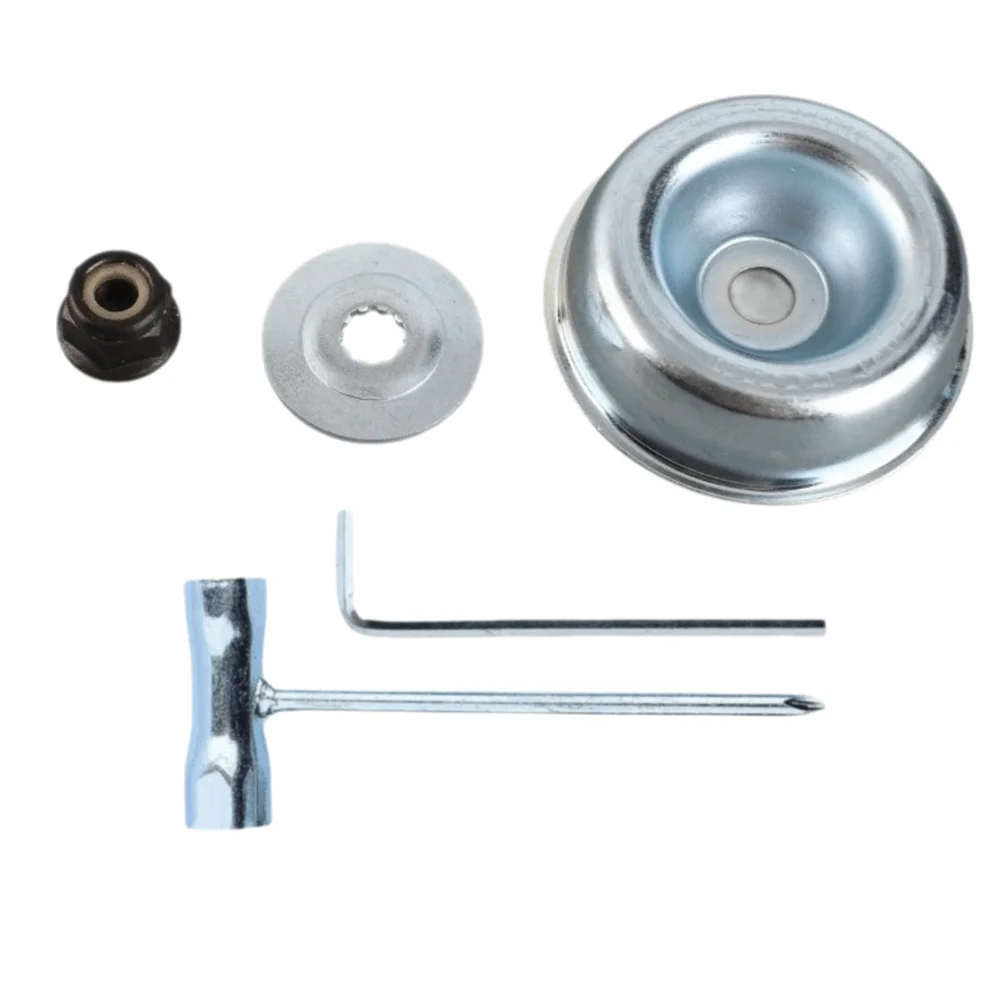 Durable Metal Lawn Mower Gearbox Compact Silver Blade Adapter Kit With Hand Tool Weed Eater Attachment