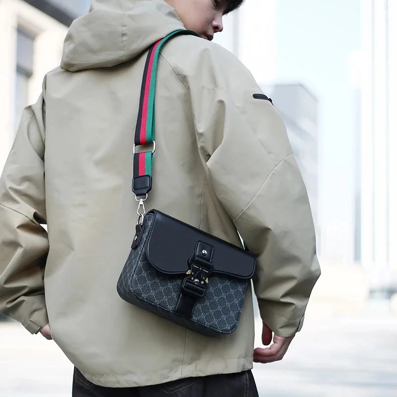 Men's Fashionable Jacquard Pattern Crossbody Bag High-End Casual Waterproof Sling Bag for Business Commuting Daily Use