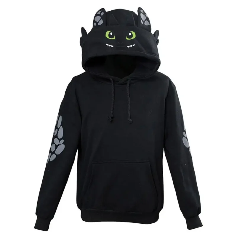 New Adult Unisex How to Train Your Dragon Toothless Cosplay Hoodie Sweatshirt Casual Black Pullover Jackets Coat Hooded Hoodie A