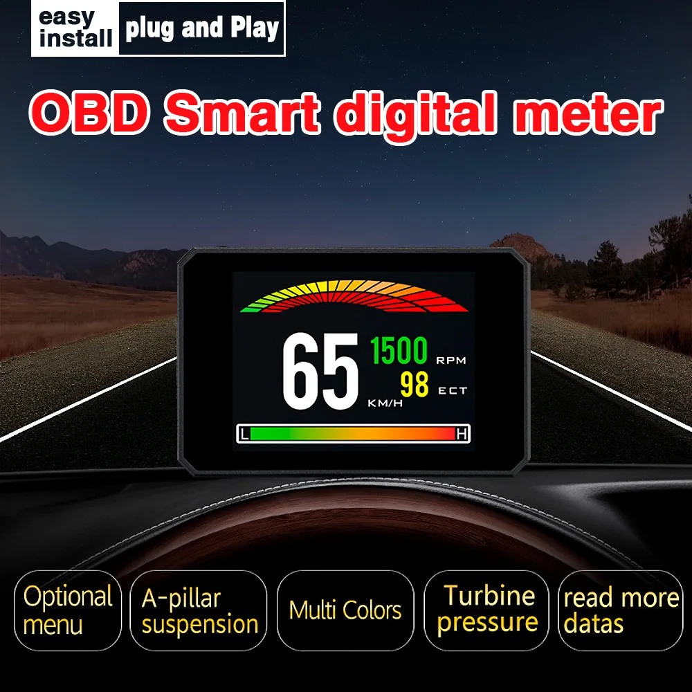 TexasP16 3-Inch Car OBD HUD Engine Analyzer Auxiliary Diagnostic Tool with Head-Up Display and Bracket