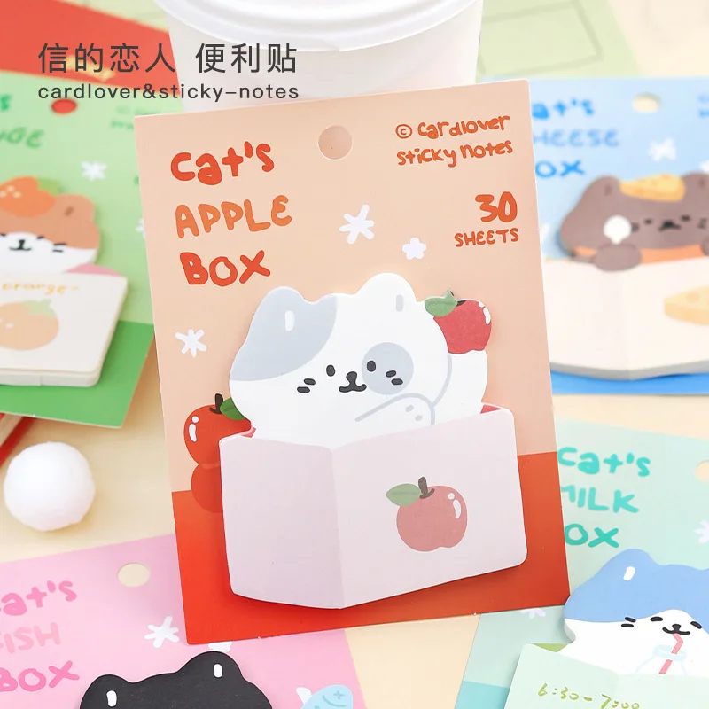 Imagem -03 - Lot Creative Box Cat Memo Pad Cartoon Animal Sticky Note Stationery Label Notepad Planner Sticker Post School Supplies 24 Pcs