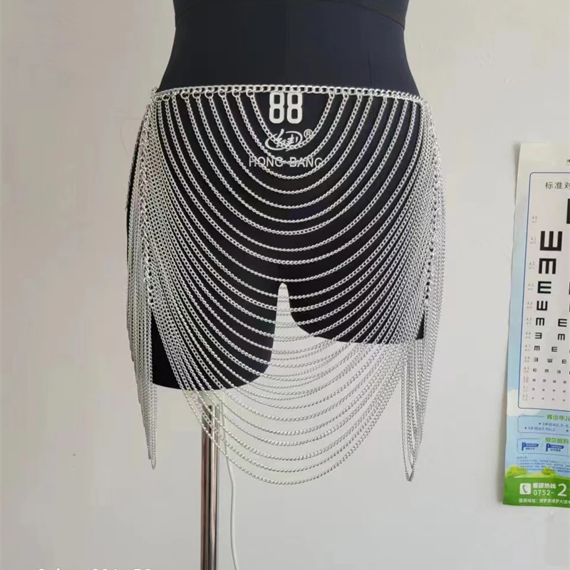 Schicht auf Schicht Metall Quaste Röcke für Frauen handgemachte Sexy Kette Sommer Strand Nachtclub Party Rock Gürtel Zubehör – Detail 7