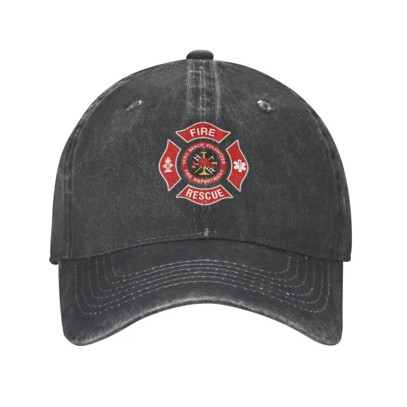 Custom Punk Unisex Cotton Fire Rescue Firefighter Baseball Cap Adult Adjustable Dad Hat Men Women Hip Hop