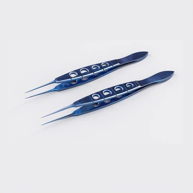 

11CM titanium four-hole ophthalmic tweezers microsurgical instrument double eyelid plastic titanium with hook toothed twe