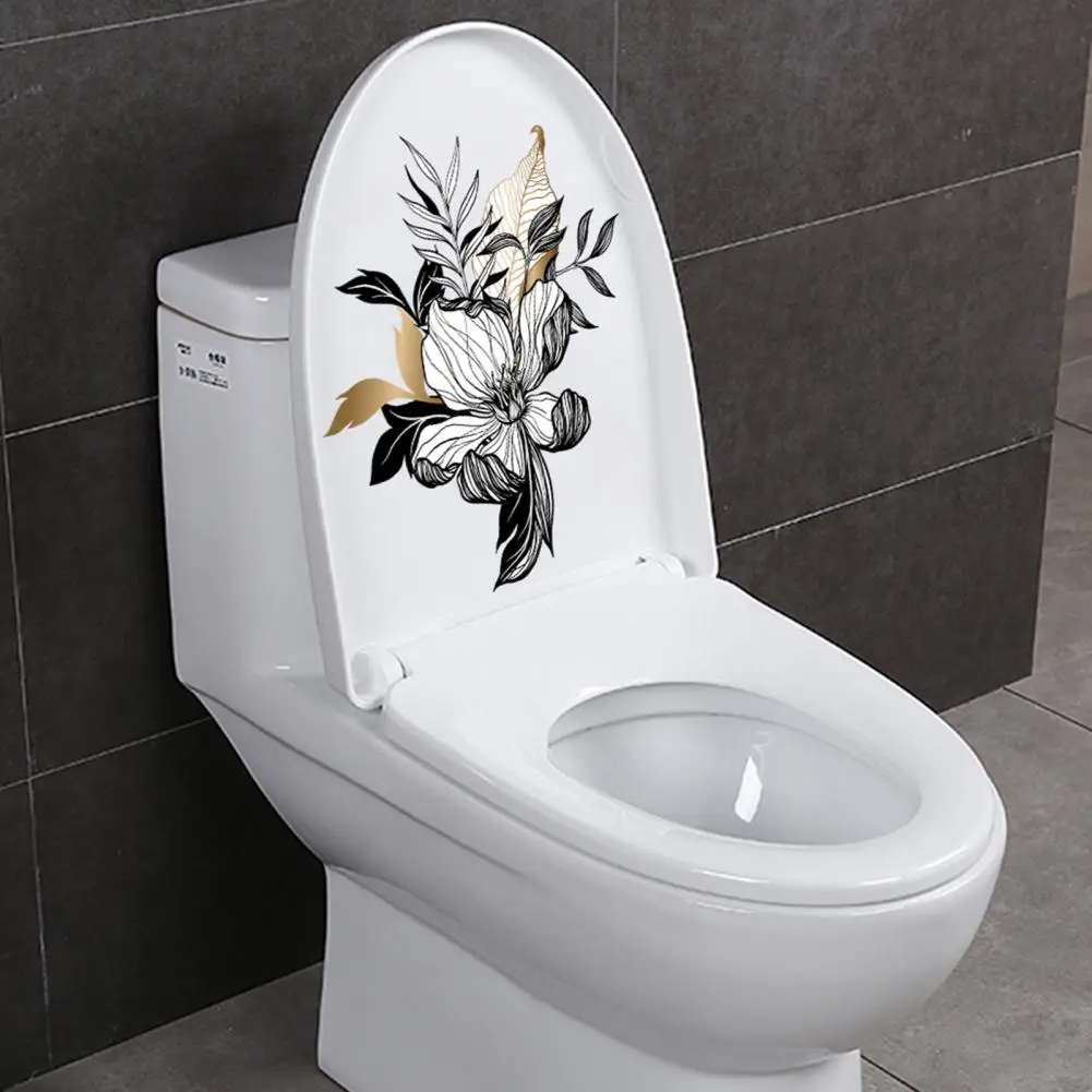 Pegatina de pared Floral encantadora, calcomanías extraíbles para tapa de inodoro, arte de azulejo de cerámica, decoración de vinilo para el hogar, pegatina de inodoro