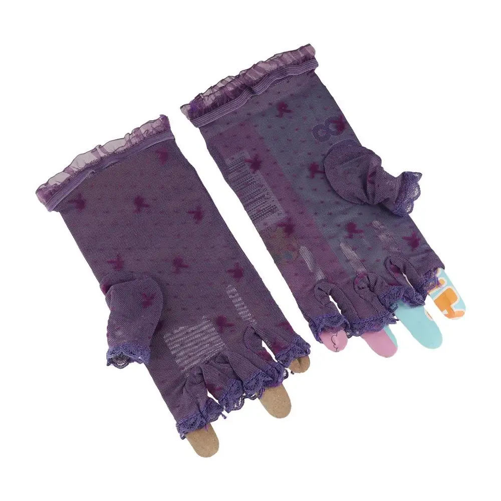 

Thin Gothic Lady's Dots Mesh Hollow Driving Gloves Fingerless Mittens Lace Gloves Rabbit Head Pattern