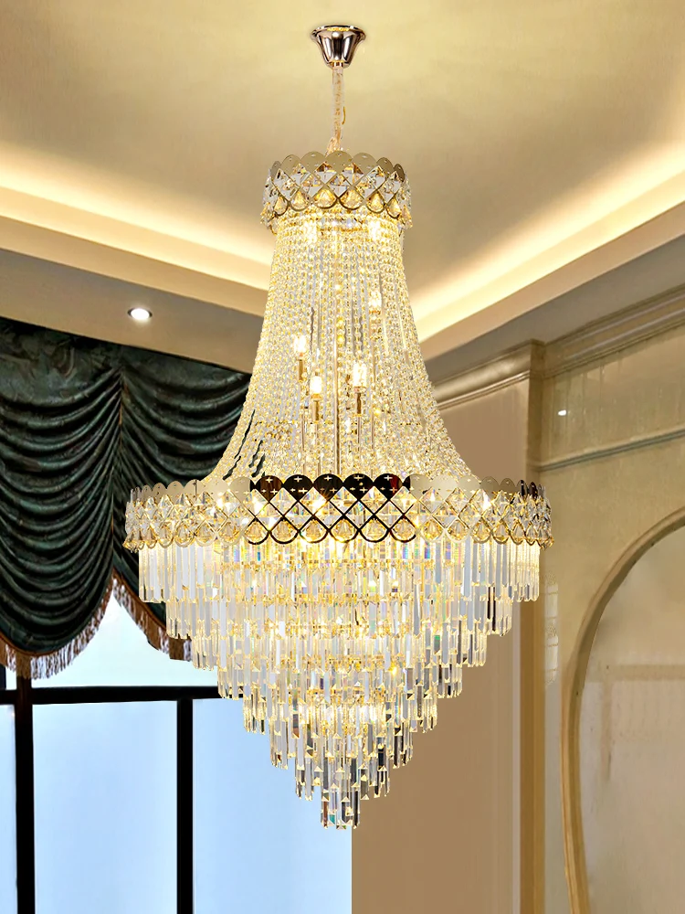 Crystal Chandelier For Villa Living Room Light Luxury Lift Lobby Hotel Lobby  Duplex Staircase Ceiling Light Fixtures Home Decor